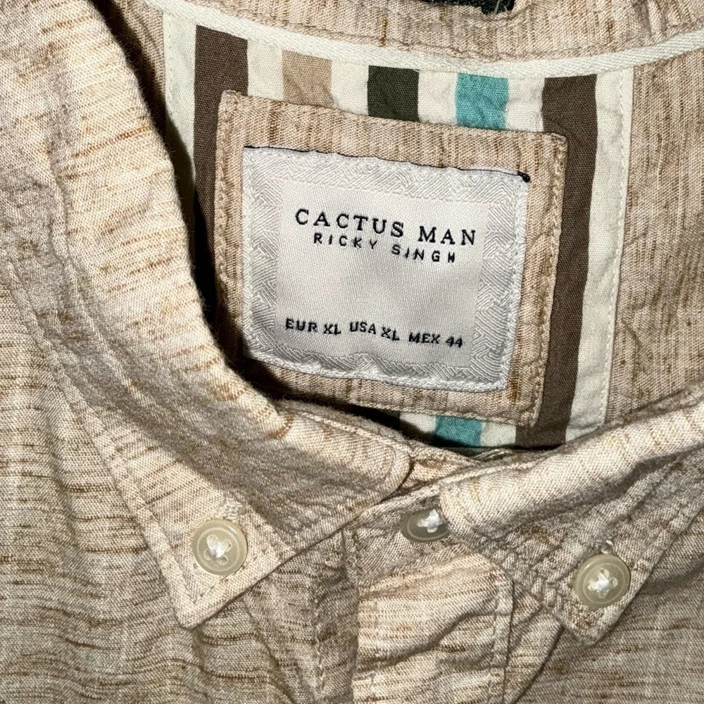 Cactus Man (Ricky Singh) Tan Casual Button Down Shirt - Picture 7 of 9